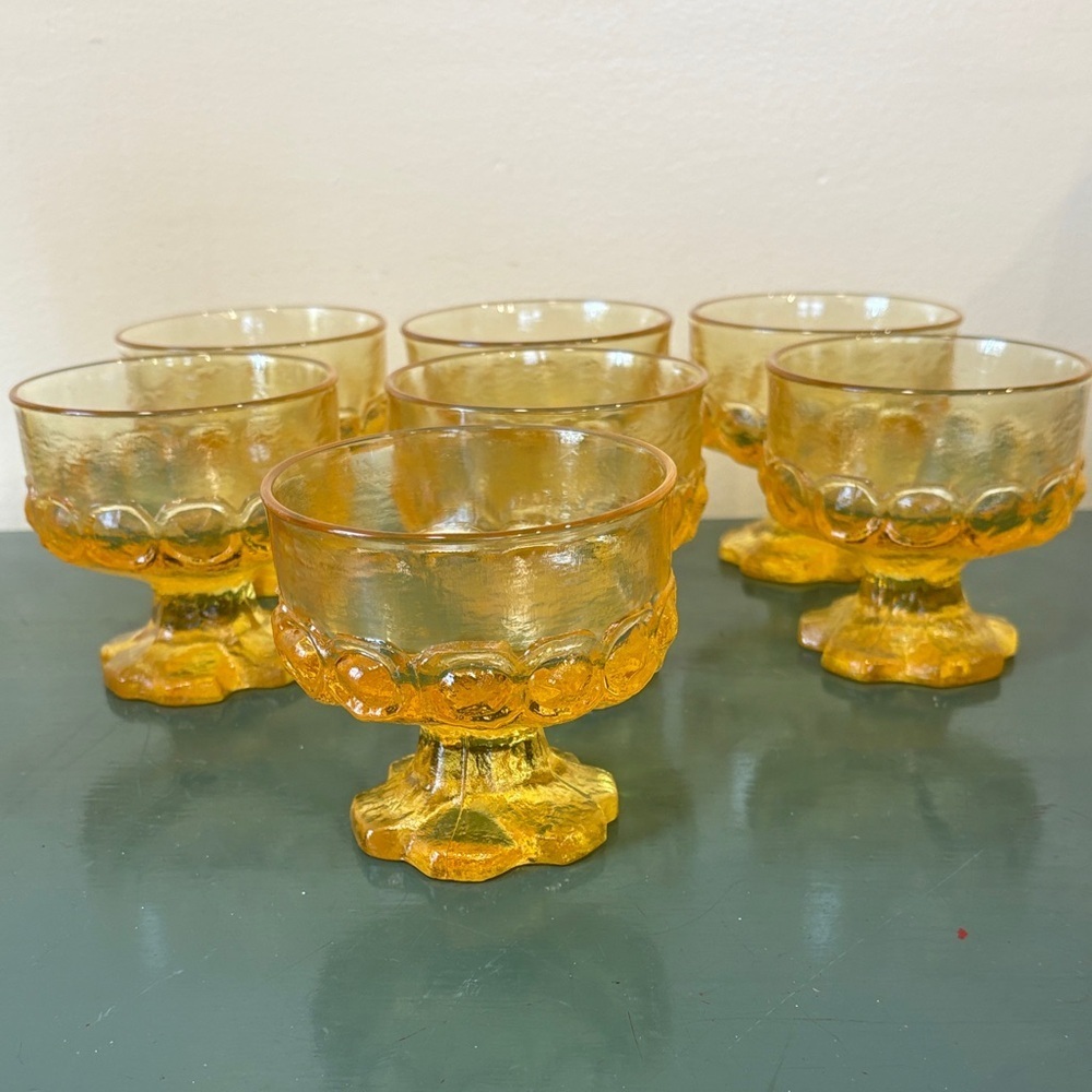 Vintage Franciscan Madeira ‘Cornsilk Yellow’ Desert Glasses - Set of 7